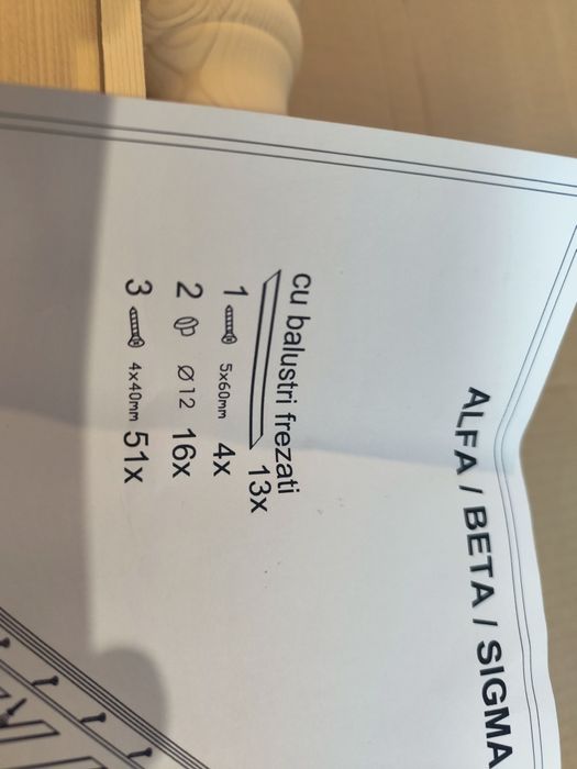 Kit complet de balustrada cu balustrii frezati pentru scara Alfa 
D