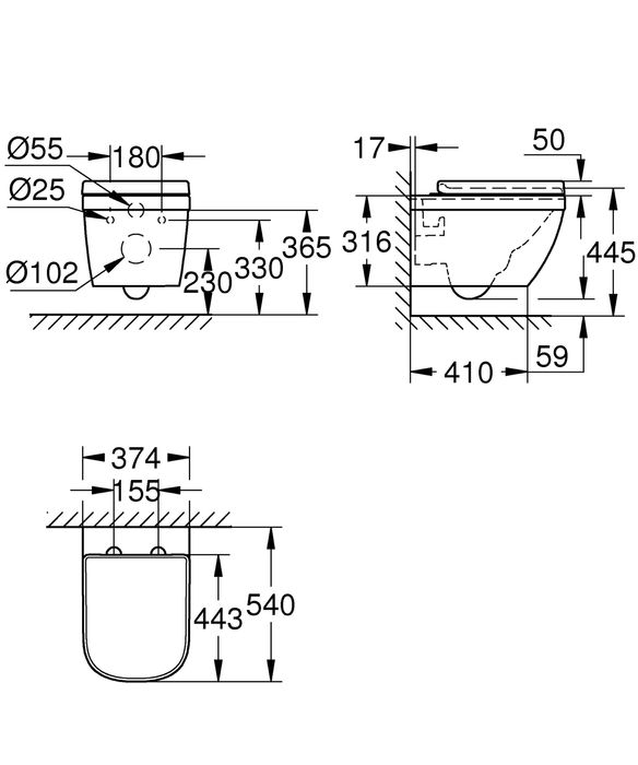 Подвестной унитаз Grohe Euro Ceramic