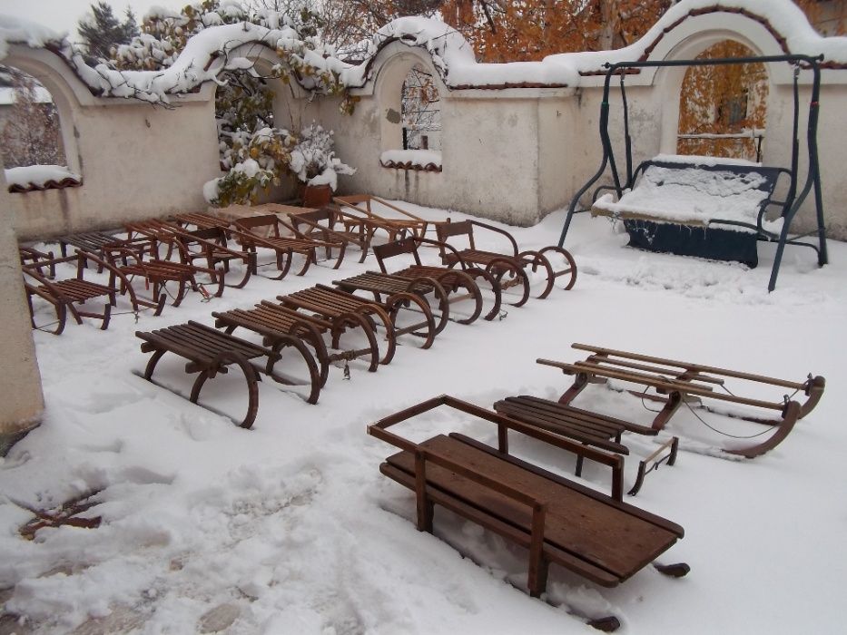 Дървена шейна шейни ретро