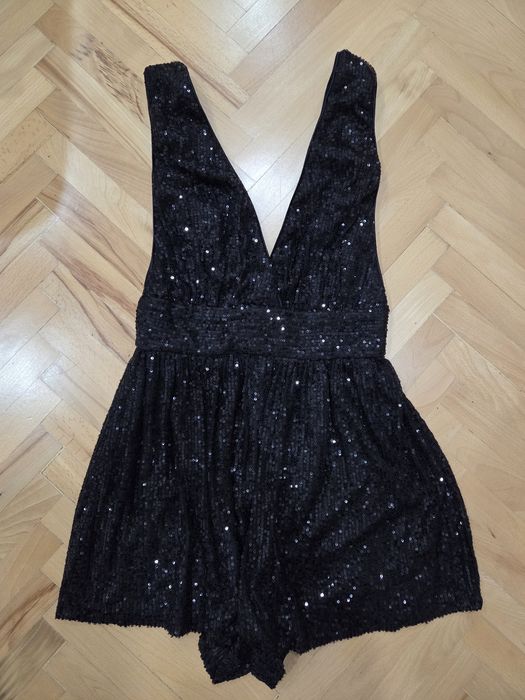 Lulus черна рокля XS с блестящи пайети | Watch Me Shine Black Sequin
