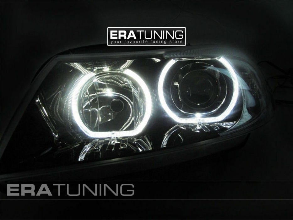 Faruri BMW E90 E91 Seria 3 2005-2008 Angel Eyes Negru DEPO CALITATEA 1