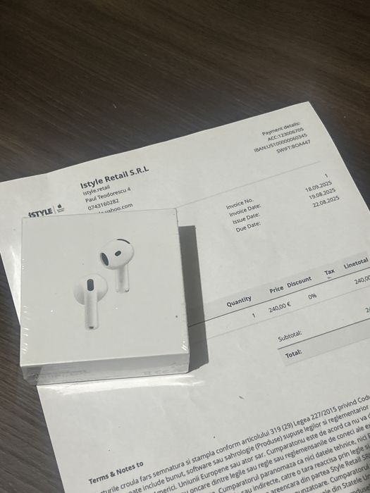 Casti apple airpods 4 Anc  cu factura