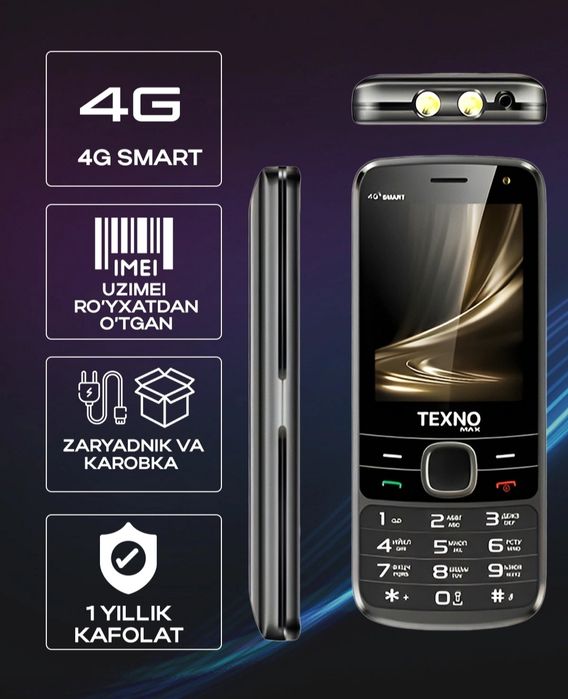 Texno Smart 4G 2sim karta Sensor+kinopka WiFi