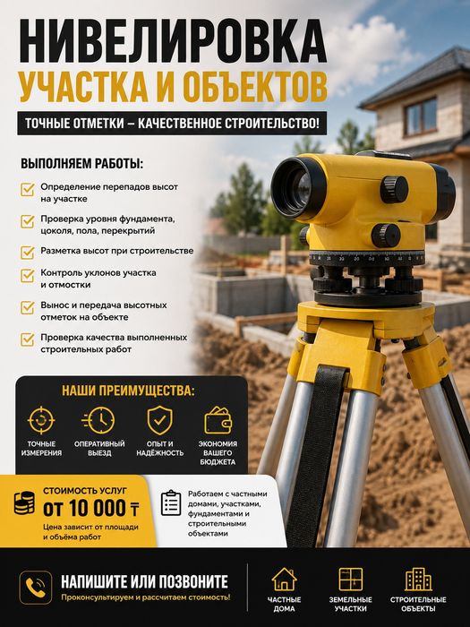 Нивелировка участка и строительных объектов