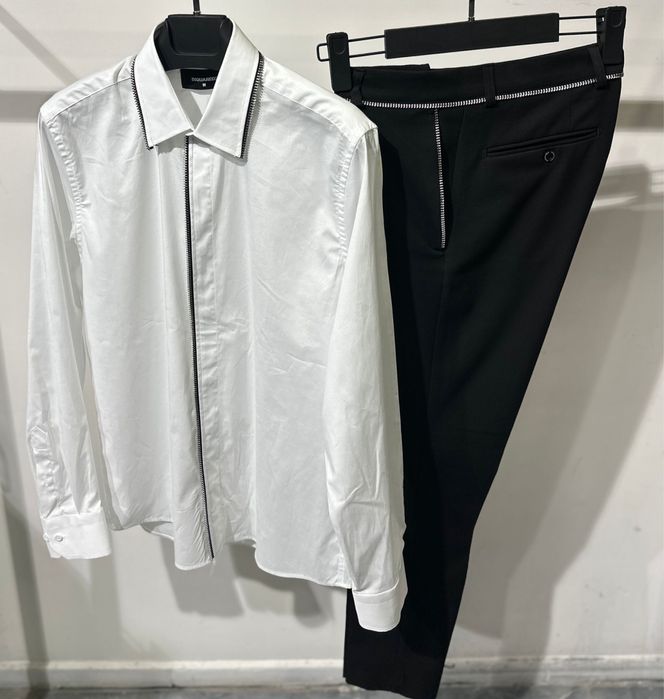 Camasa si pantaloni Dsquared 2 Calitate Premium Alb si Negru