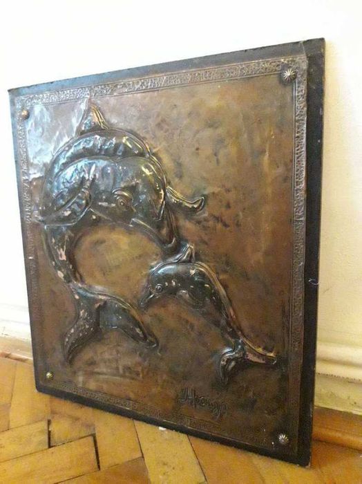 Tablou din cupru cu tenta delofin