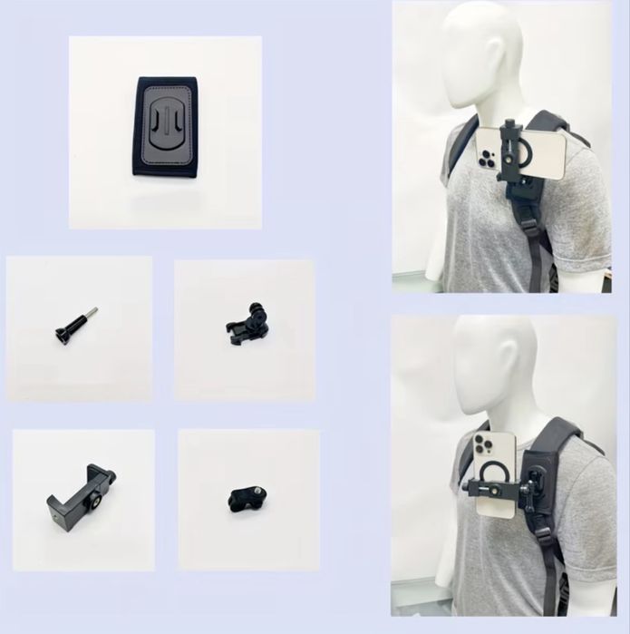 Поставка за раница,съвместима с GoPro,Insta 360,iPhone и др.