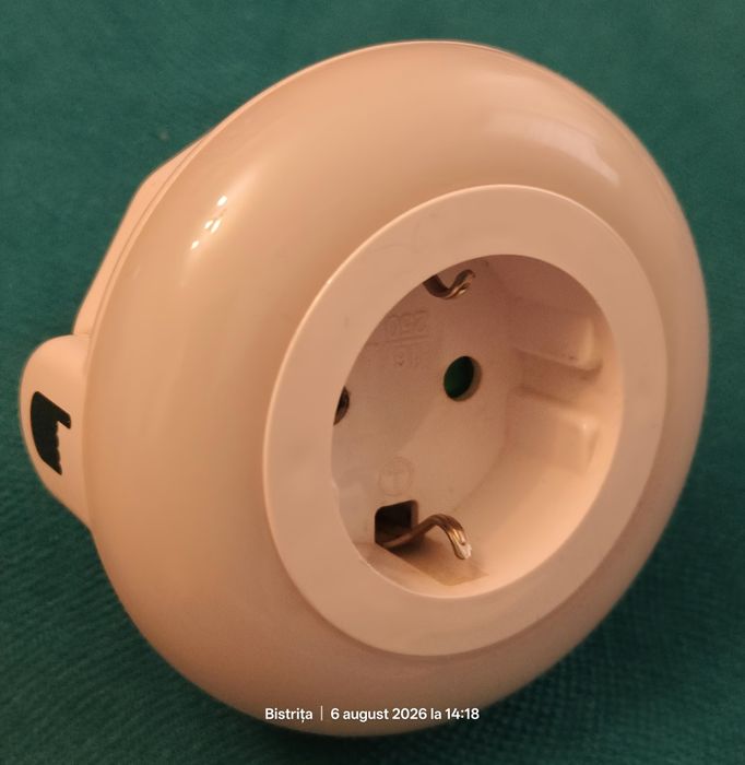 Lampă de veghe cu LED integrat, 0,54W, 5 lumeni, adaptor priză și întrerupător tactil, albă