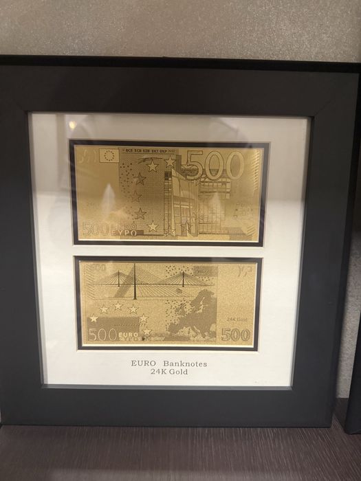 Златна репродукция фолари и евро, 24k златно покритие