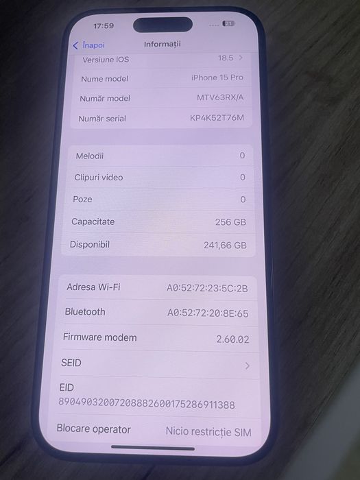 Vand iph 15-PRO 256-Gb stare perfecta