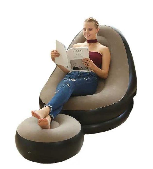 Надувное кресло и пуфик с насосом akm114