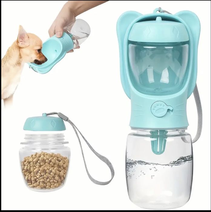 Кучешка бутилка за вода и храна, подходяща за разходки и пътувания