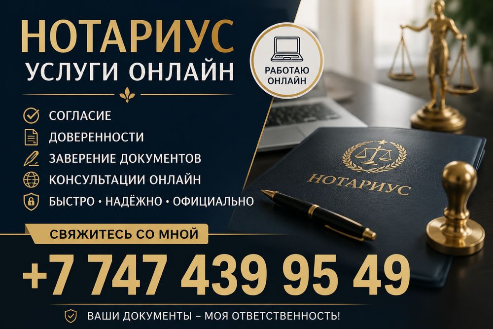 Онлайн НОТАРИУС за 5 минут по Казахстану