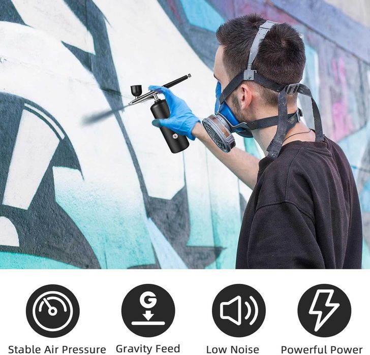 Комплект аерограф с компресор - акумулаторен преносим комплект аерограф с високо налягане