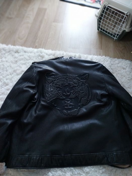 Philipp plein ORIGINAL-geaca piele+blana 2xl