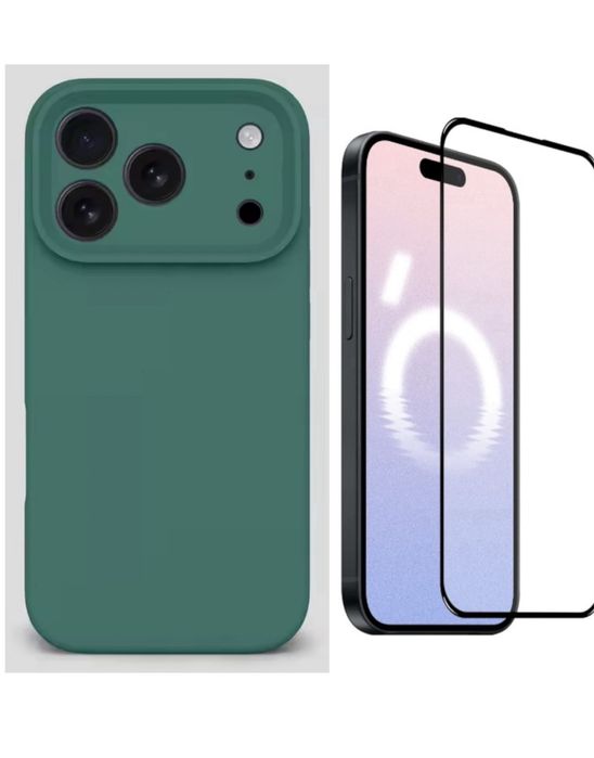 Husa Silicon Plate si Folie Sticla Curbata - Iphone 17 AIR PRO MAX