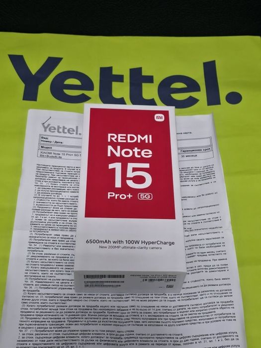 ЗАПЕЧАТАН 512GB Xiaomi Redmi Note 15 Pro Plus + 5G Гаранция Yettel 29г
