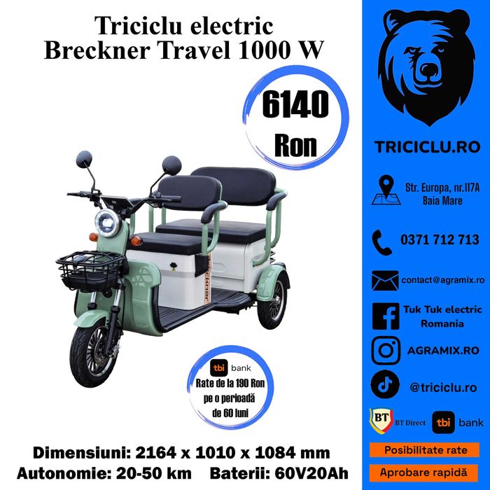 Triciclu electric nou Breckner Travel Agramix