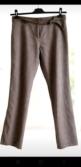 Pantaloni dama In Linea,maro din in si lana L