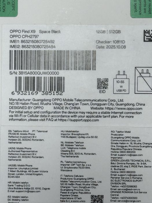 Oppo find X9 space black 12Gb 512gb nou