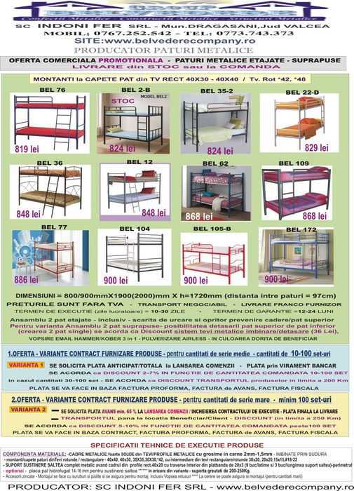 Paturi Metalice Suprapuse | Livrare Rapidă din Stoc| Producător
