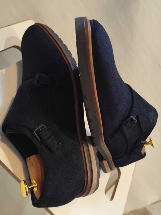 Pantofi monk 44 44.5 45 premium Strellson NOI piele naturala moal navy