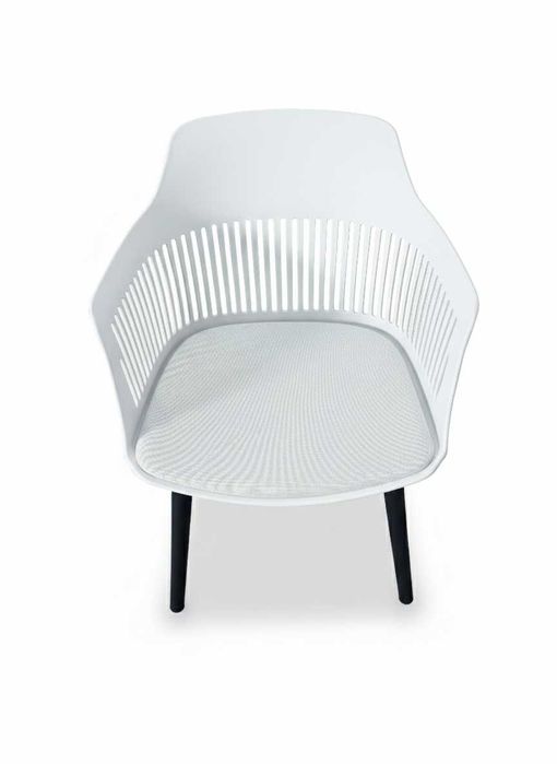 Трапезен пластмасов стол с мека седалка и подлакътници, 4 цвята