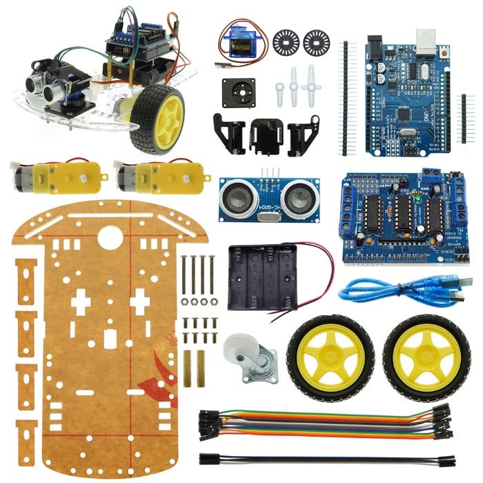 Kit Robot smart car sasiu 2WD cu arduino UNO R3 si senzor ultrasonic