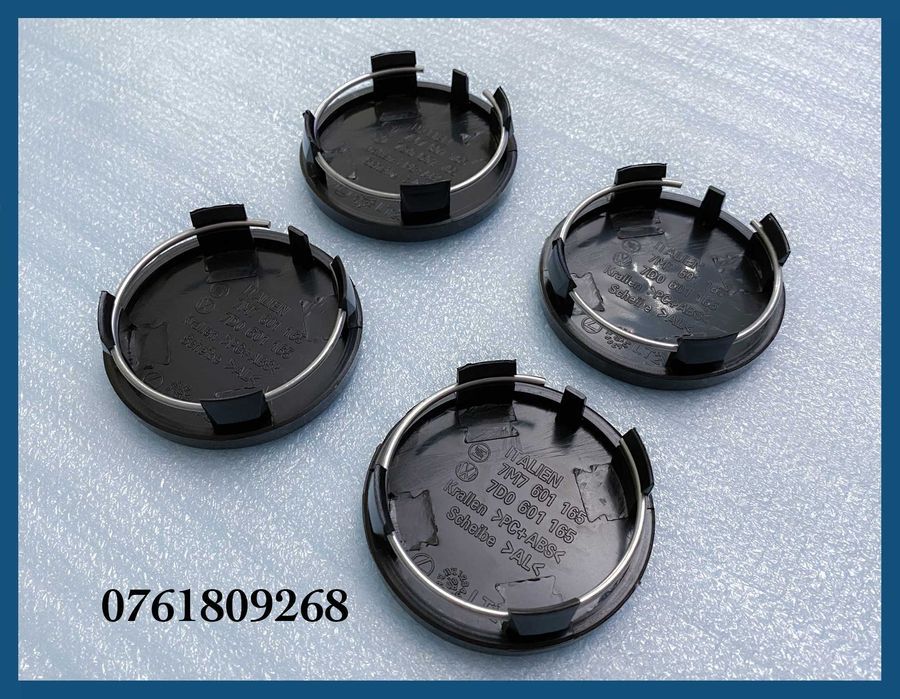 Set 4 capace 63mm 7D0601165 jante aliaj VW Golf Jetta Passat Tiguan