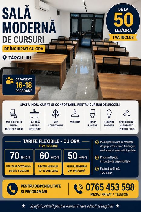 Închiriez sala moderna pt cursuri