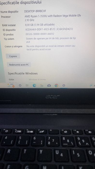 Laptop Acer Aspire3 Ryzen 5 ssd512