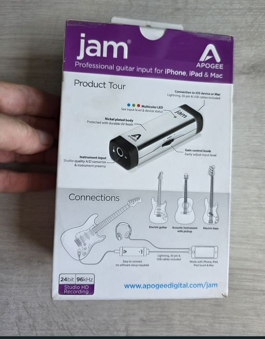 Apogee Jam 24-bit/96kHz Professional Guitar Input for iPhone iPad & Mac-nou sigilat