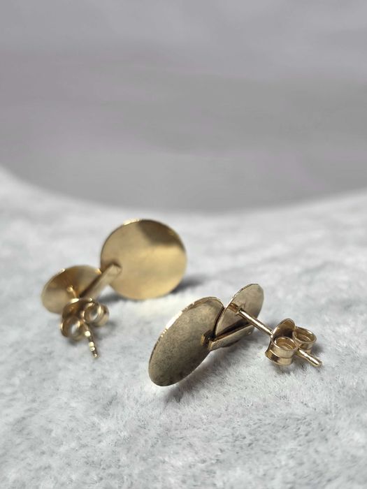 Cercei Dublu Disc din Aur 14K cu Zirconii Strălucitoare