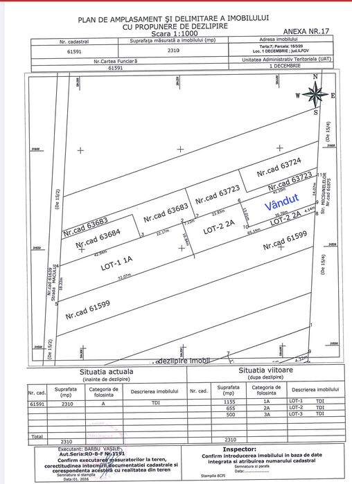 Comuna 1 decembrie loturi 500-655-1155 mp str micsunelelor  lidl