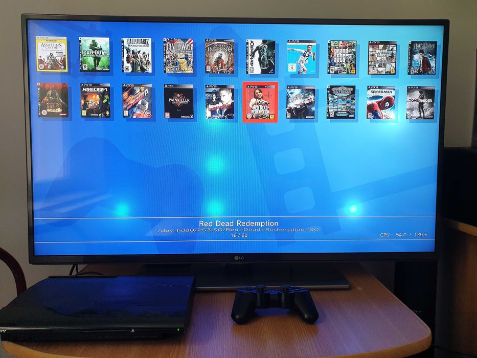 PS3 modat HEN SSD 120 GB + 20 jocuri (GTA IV, Red Dead, FIFA 19, NFS ...