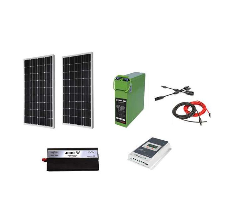 Sistem panouri fotovoltaice 360 W pe 12 V cu invertor 4000 W rulota