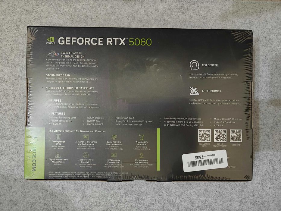 Видеокарта MSI RTX 5060 Gaming OC 8GB GDDR7
