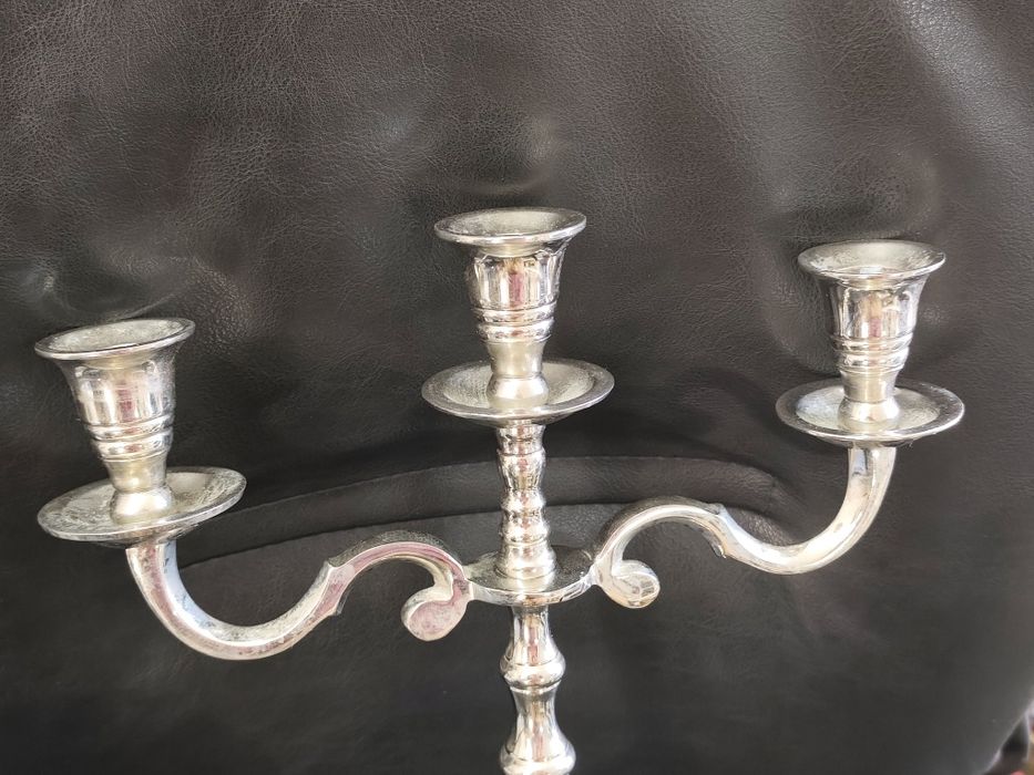 Голям троен свещник метален