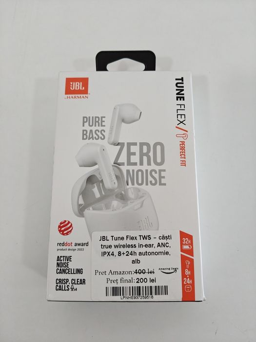 Căști JBL Tune Flex TWS Wireless ,ANC, IPX4, 32h Autonomie