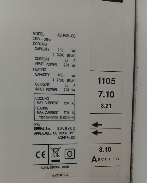 Климатик FUJITSU GENERAL 24 - инвертор