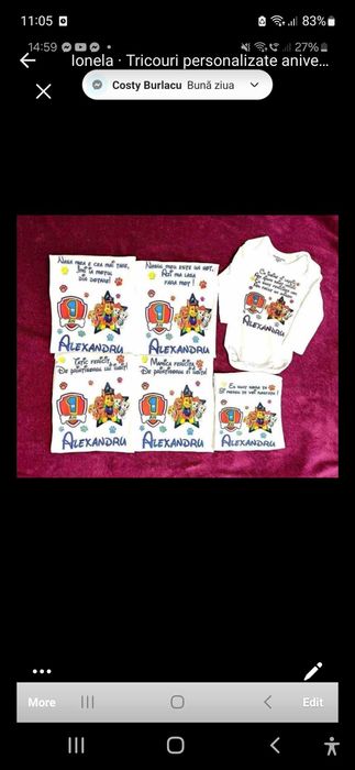 Set 7 tricouri personalizate 1 an