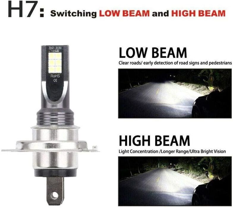 комплект 2бр osram chip led диодни крушки н7 12v,96w ,10000lm без ...