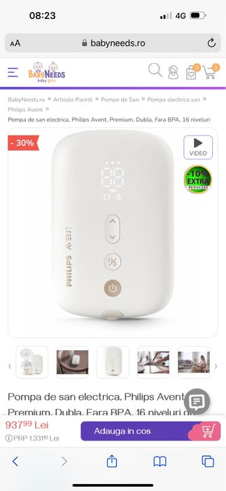 Vând pompa de San electrica Philips avent PREMIUM