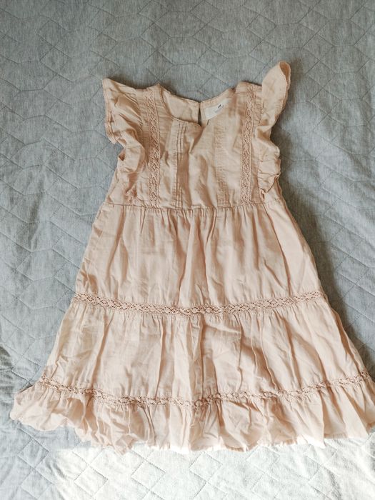 Рокля с дантела опушена роза лятна рокля за момиче 122 см H&M