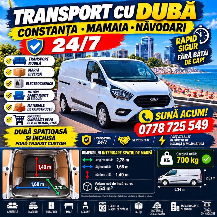 Transport Mobilă, Marfă, Electrocasnice – Constanța, Mamaia, Năvodari si alte localitati