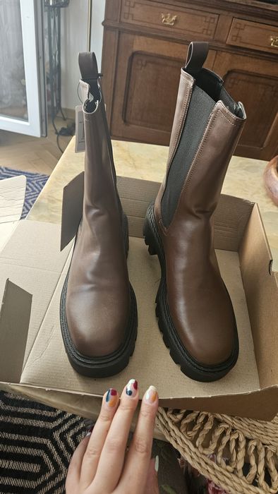 Cizme botine noi ghete Mango 41 piele naturala