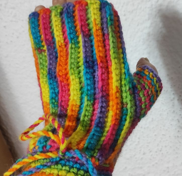 Лот шапка, ръкавици без пръсти и лента за глава, нов, ръчно плетиво