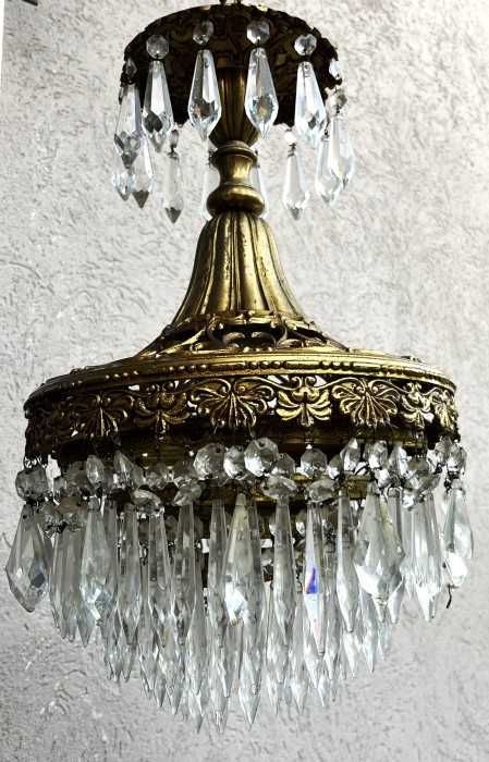 Superb candelabru Art Nouveau-bronz-alamă-cristale-Franta