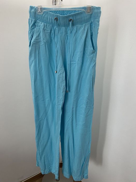 Супер мек лек син памучен широк панталон