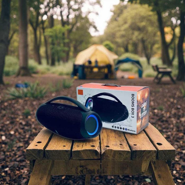 80W Най-мощната и голяма светеща преносима блутут колонка BOOMS BOX 3